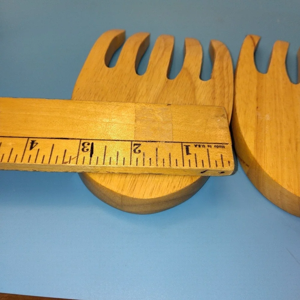 Big Dippers Wooden Salad Hands Servers Constellation Engraved Set of 2 Brown